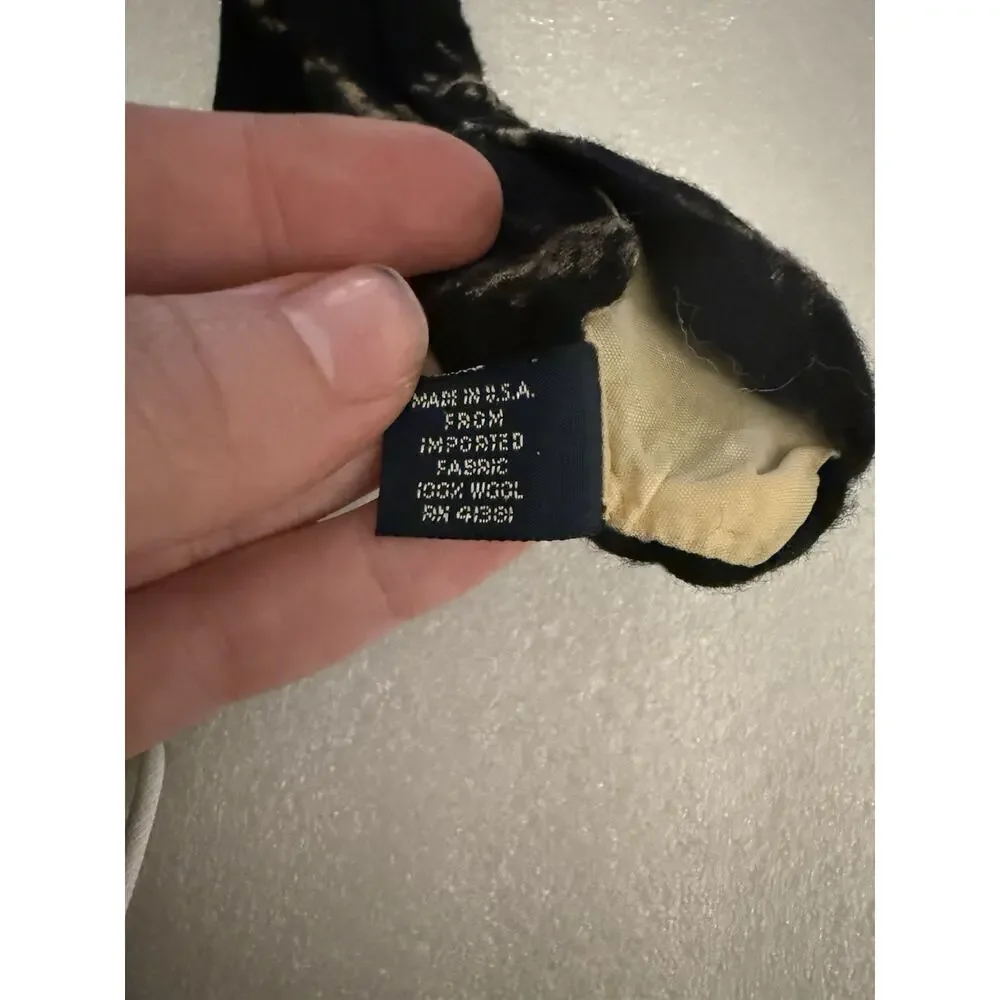 VTG Polo Ralph Lauren Wool Handmade Hound Dog Tie Black